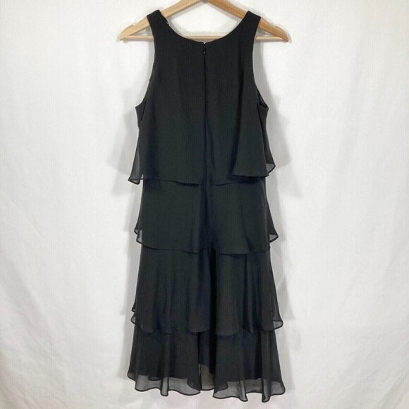 SLNY Sleeveless Beaded Dress Formal Cocktail Holiday Dance Swing Black 8 - Picture 5 of 9